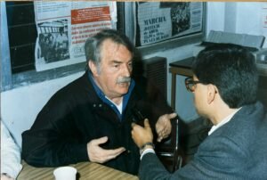 Osvaldo Bayer en el local gremial